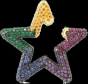 Boucle d'oreille individuelle clip APM Monaco étoile multicolore