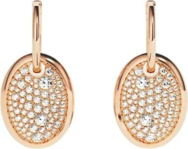 Boucles d'oreilles APM Monaco Festival ovales chocolat plaqués or rose 18 carats cristaux blancs