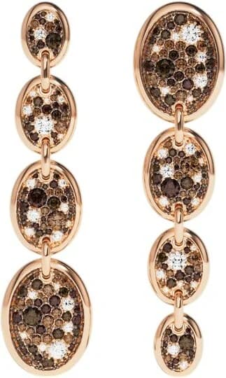Boucles d'oreilles APM Monaco Festival ovales chocolat pendantes plaqués or rose 18 carats