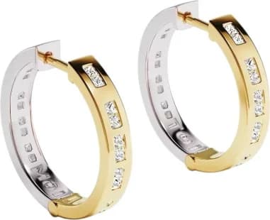 Boucles d'oreilles créoles APM Monaco Code Morse Toi Moi plaqué or jaune 18 carats