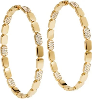 Boucles d'oreilles créoles APM Monaco Yacht Club or jaune 18 carats micropavés de cristaux