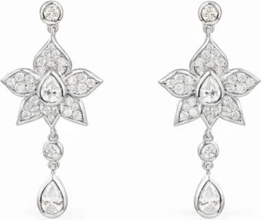 Boucles d'oreilles Pendantes APM Monaco fleurs et gouttes argent 925 zirconiums