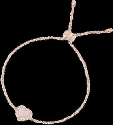 Bracelet ajustable APM Monaco en nacre rose motifs coeur plaqué or rose 18k