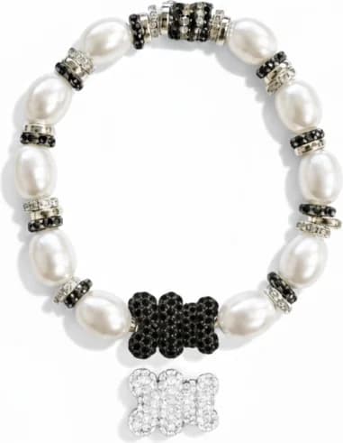 Bracelet APM Monaco Yummy Bear perles et zirconiums blancs et noirs