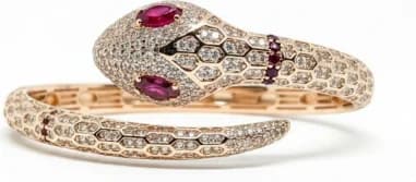 Bracelet Jonc APM Monaco serpent plaqué or rose et incrusté de cristaux
