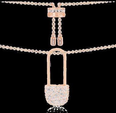 Collier APM Monaco épingle à nourice plaqué or rose micropavé de zirconium