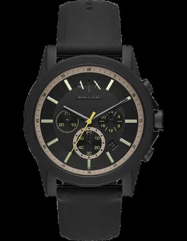 Montre Homme Armani Exchange AX1343 en acier poli et silicone noir