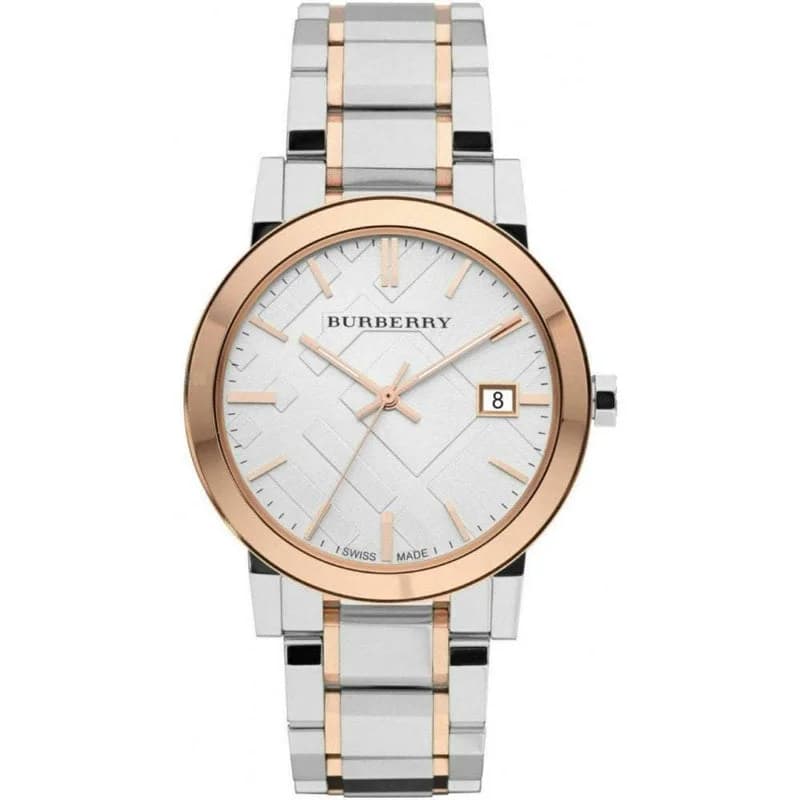 Montre Burberry BU9006 en Acier Inoxydable Bicolore Argent et Or Rose