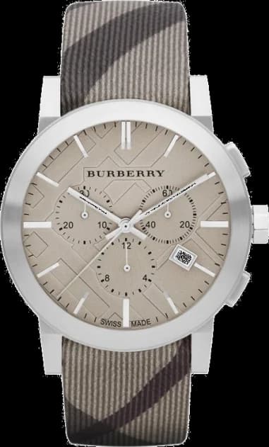Montre Chronomètre Burberry BU9358 Smoke Check Acier et Cuir Noir