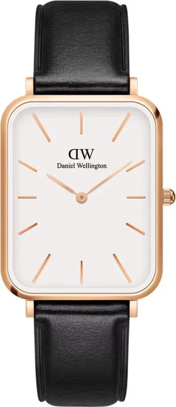 Montre Daniel Wellington DW00100450 Quadro XL Cadran Blanc et Cuir Noir