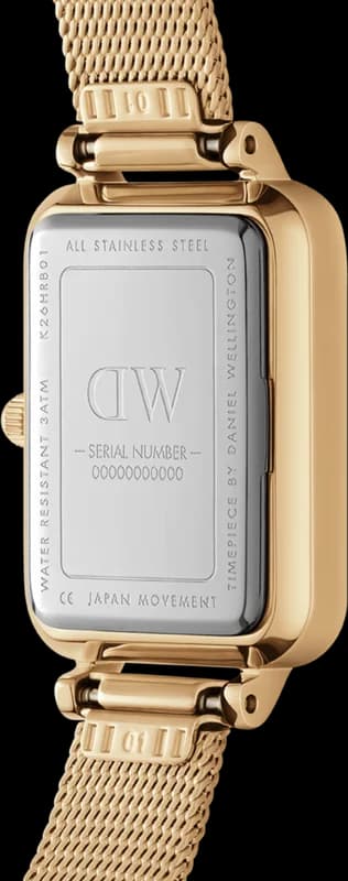 Montre Daniel Wellington Quadro Rectangulaire en maille or jaune vue 2
