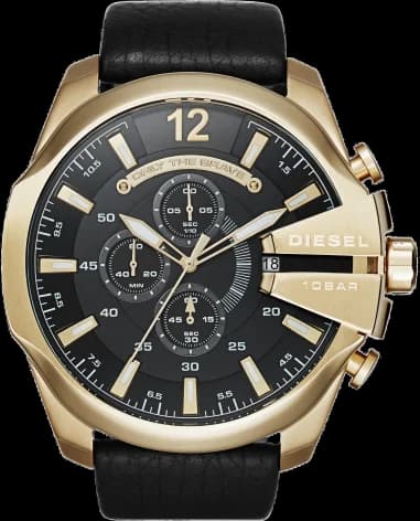Montre Diesel Mega Chief DZ4344 homme noir cuir 51mm
