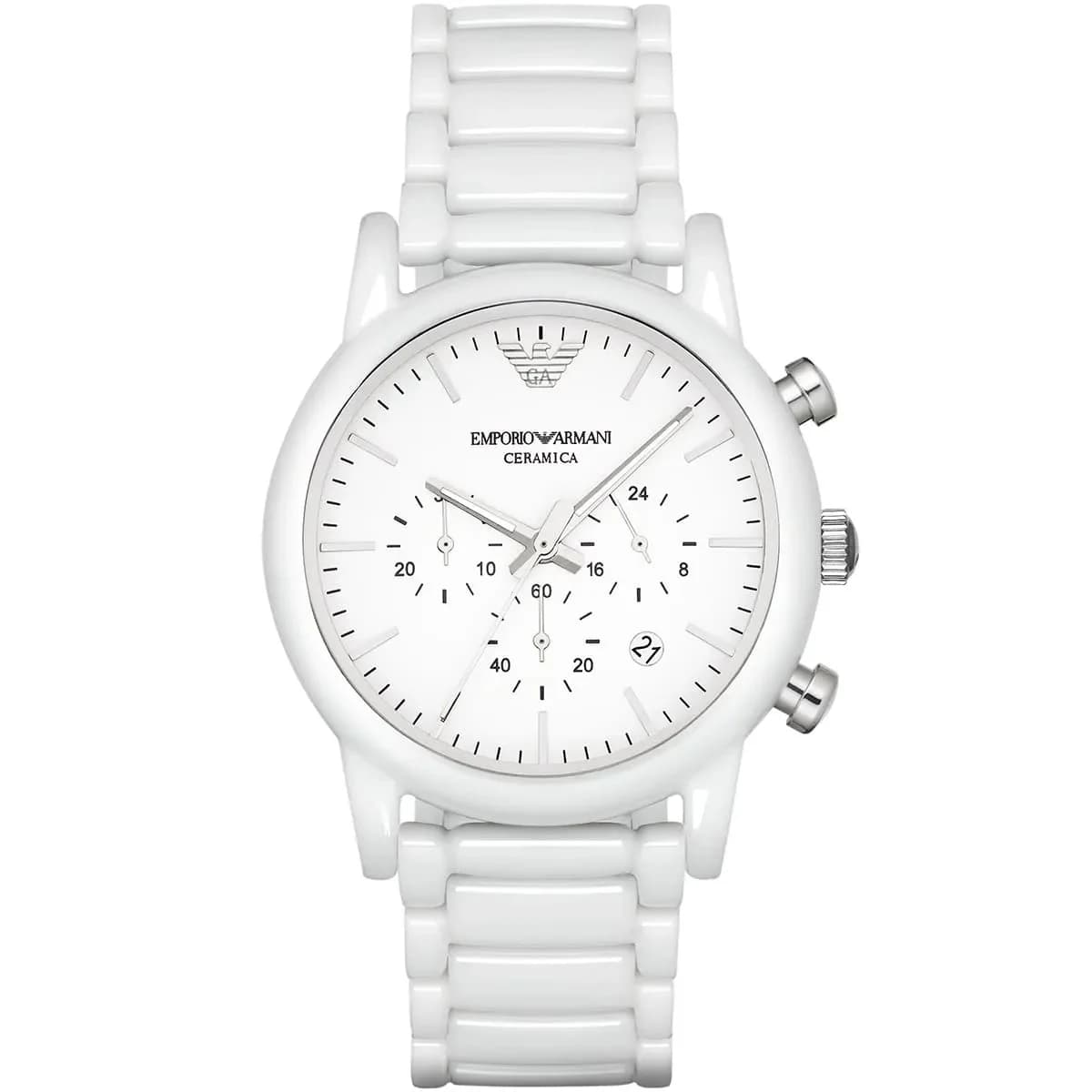 Montre Emporio Armani Luigi Ceramica AR1499 en céramique blanche