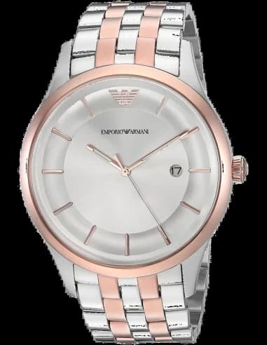 Montre Emporio Armani AR11044 en Acier Argenté avec Cadran Gris et Détails Or Rose