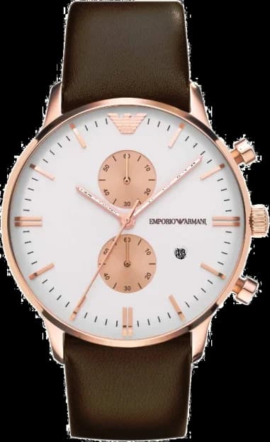 Montre Homme Emporio Armani AR0398 Bracelet Cuir Noir et Boîtier Acier