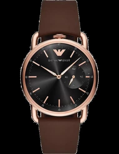Montre Homme Emporio Armani Aviator AR11337 Cadran noir or rose bracelet marron