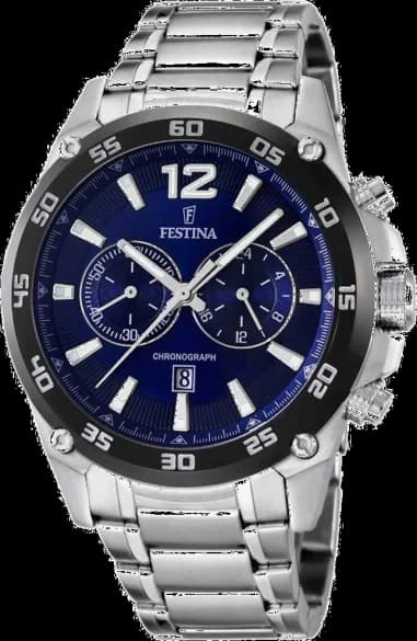 Montre Festina F16680/2 Chronographe en Acier et Cadran Bleu