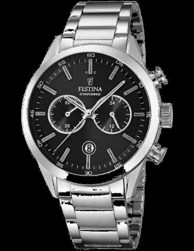 Montre Festina F16826/C en Acier Argenté avec Cadran Noir