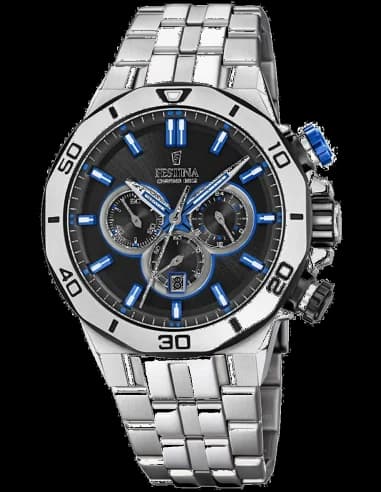 Montre Festina F20448/5 Chronographe en Acier avec Cadran Noir et Bleu