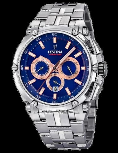 Montre Homme Festina Chrono Bike F20327/4 bracelet acier argenté cadran bleu multifonctions