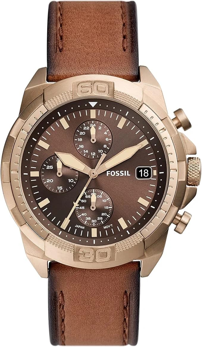 Montre Homme Fossil Bronson FS5857 cadran marron bracelet cuir