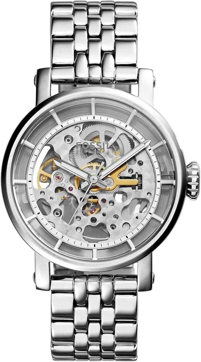 Montre Femme Fossil Original Boyfriend Automatic ME3067 cadran argenté bracelet acier