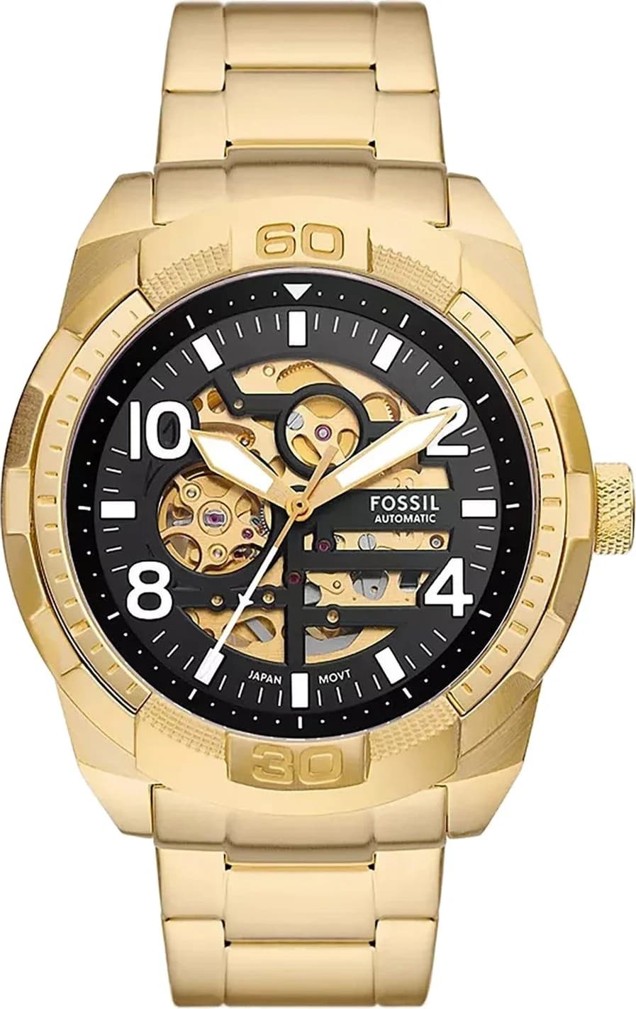 Montre Homme Fossil Bronson Automatic ME3257 cadran noir bracelet acier