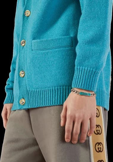 Bracelet Gucci en argent 925 avec plaque finition émail turquoise vue 4