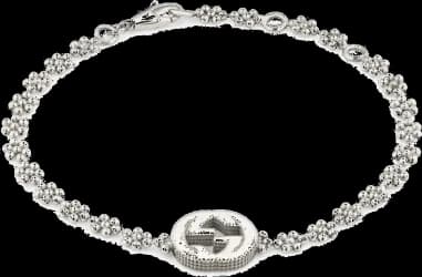 Bracelet Gucci en argent massif motif floral logo double G mousqueton YBA481687001