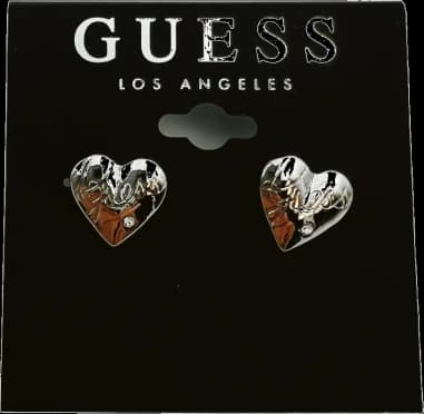 Boucles d'oreilles Guess coeur argent serti zirconium - Réf. 109792