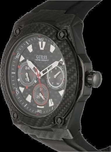 Montre Homme Guess Legacy U1048G2 bracelet silicone noir cadran noir vue 2