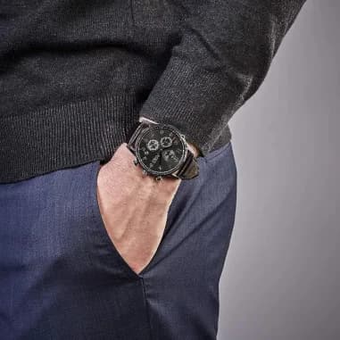 Montre aviateur Hugo Boss Navigator 1513678 Bracelet en cuir noir vue 4