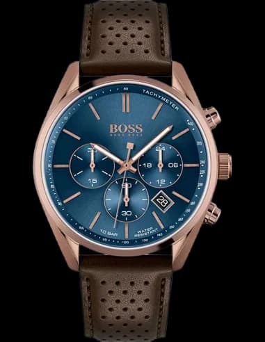 Montre Homme Hugo Boss Champion 1513817 bracelet en cuir perforé marron