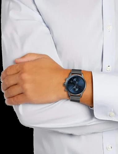 Montre Homme Hugo Boss Jet 1513677 bracelet en maille milanaise IP Noire vue 4