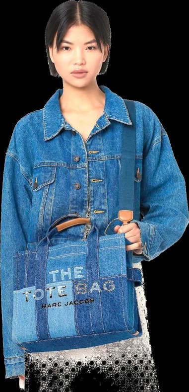 Sac à main Marc Jacobs The Medium Tote Bag Denim en toile vue 2