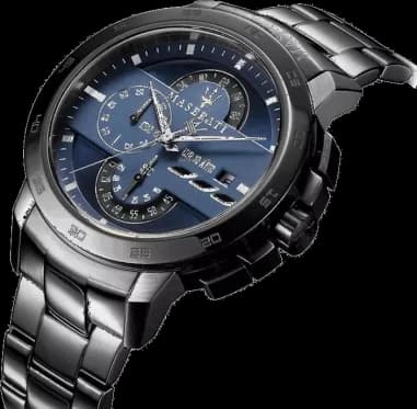 Montre Homme Maserati Ingegno R8873619001 Cadran chronographe bleu Bracelet en acier inoxydable noir