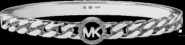 Bracelet jonc Michael Kors en argent 925 motif coeur pavé de cristaux