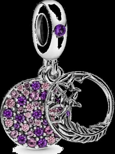 Charm Pandora argent Double Pendant Plume Pavé - Spread love everywhere you go