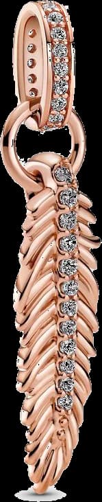 Charm Pandora Métal doré à l'or rose fin 585/1000 Pendant Plume Scintillante Pandora Moments