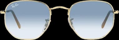Lunettes de soleil Ray-Ban Hexagonal Flat Lenses RB3548 001/3F doré or bleu dégradés vue 2