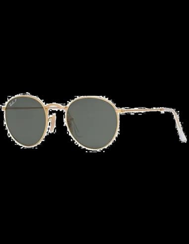 Lunettes de soleil Ray-Ban Round Metal RB3447 112/58 - Monture or mat unisexe - Verres polarisés verts