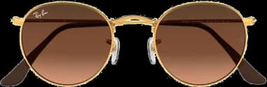 Lunettes de soleil Ray-Ban Round Metal RB3447 9001/A5 Rondes doré gold marron vue 2