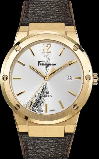 Montre Salvatore Ferragamo SFDT00819 Bracelet Silicone Marron et Boîtier Acier