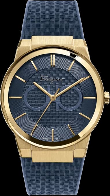 Montre Salvatore Ferragamo SFHP00220 en Acier Doré et Silicone Bleu