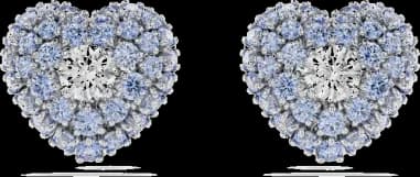 Boucles d'oreilles Swarovski Idyllia 5683576 plaqué rhodium cœurs incrustés de cristaux bleus et blancs