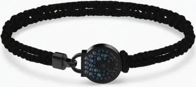 Bracelet Swarovski Dextera pour homme – Tissu noir & cristaux bleus