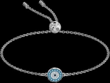 Bracelet Swarovski Luckily Evil Eye 5468920 en métal rhodié et cristaux bleus