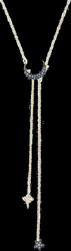 Collier Swarovski en Y Duo Moon 5412630 plaqué or incrusté de cristaux