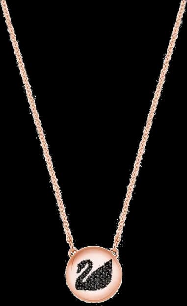 Collier Swarovski Hall Swan 5382446 plaqué or rose cristaux noirs