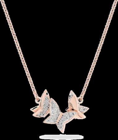 Collier Swarovski Lilia 5636422 plaqué or rose papillons incrustés de cristaux